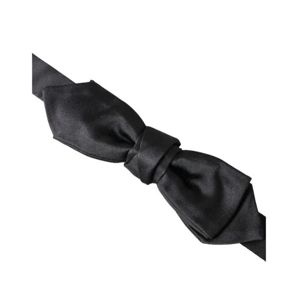 Dolce & Gabbana Black Satin Silk Adjustable Neck Men Bow Tie - Picture 3 of 6